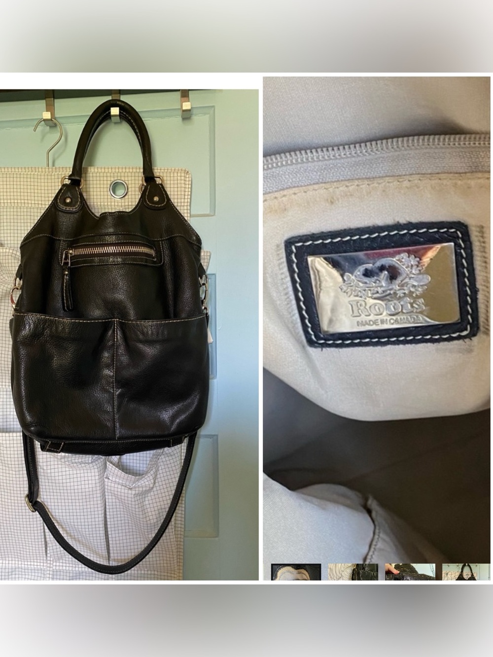 ROOTS VINTAGE LAUREN LEATHER SHOULDER/CROSSBODY BAG